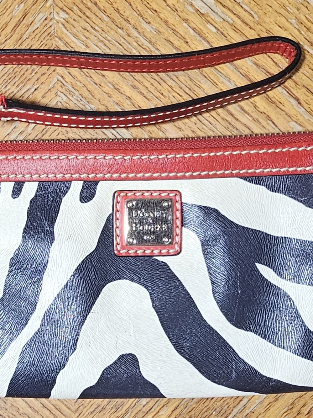 Dooney & Bourke Black, White & Red Zebra Print Wristlet - Picture 5 of 10